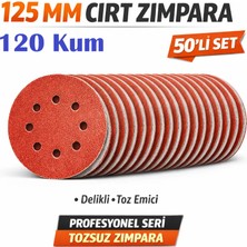 Venoa 125 mm Cırt Zımpara Kağıdı 50 Adet – 8 Delikli Disk, Ahşap & Metal Uyumlu - 120 Kum