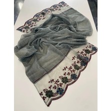 Bohemania Haki Nakışlı ve Taş Işleme Organik Pamuk Ithal Şal