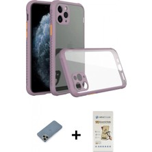 Marsilyan™- iPhone 11 Pro Max Kılıf Nova Asil Özel Seri - Siyah Mat Seramik Nano Ekran Koruyucu + Açık Yeşil Metal Kamera Lens Koruma Cam