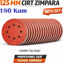 Venoa 125 mm Cırt Zımpara Kağıdı 50 Adet – 8 Delikli Disk, Ahşap & Metal Uyumlu - 180 Kum