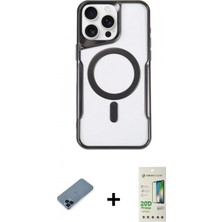 Marsilyan™- iPhone 11 Pro Max Kılıf Yadigar Klasik Özel Seri - Siyah 20D Premium Cam Ekran Koruyucu + Mavi Metal Kamera Lens Koruma Cam