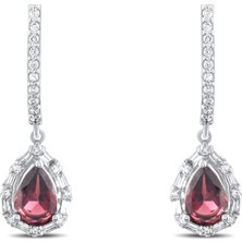 Lial Diamond 1.85 Karat Pırlanta Rhodolite Küpe ,doğal Pırlanta, Sertifikalı Mücevher