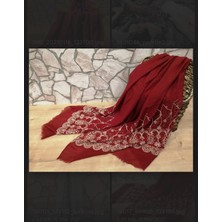 Bohemania Bordo Taş Işlemeli ve Nakışlı Naturel Ithal Şal