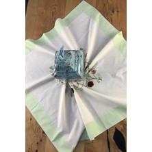 Bohemania Home's Yeşil Dantelli Işlemeli Naturel Şömentabla