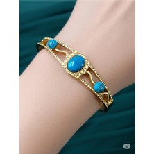 Famemus Accessory Gold Turkuaz Taşlı Zarif Kadın Bileklik
