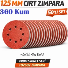 Venoa 125 mm Cırt Zımpara Kağıdı 50 Adet – 8 Delikli Disk, Ahşap & Metal Uyumlu - 360 Kum