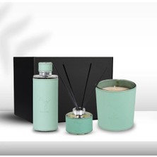 Deri Soul Su Yeşili Mum 500GR & Kolonya 250ML & Diffuser 150ML Hediye Seti