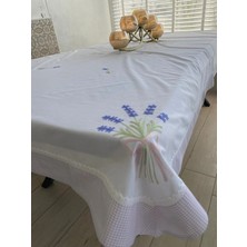Bohemania Lila Bordürlü Lavanta Işlemeli 140X240 cm Naturel Masa Örtüsü