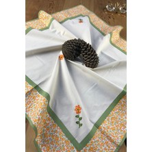 Bohemania Home's Turuncu Çiçek Işlemeli Naturel Şömentabla