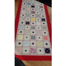 Bohemania Naturel Runner Kırmızı Patchwork Işlemeli Masa Örtüsü