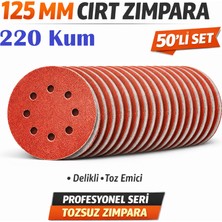 Venoa 125 mm Cırt Zımpara Kağıdı 50 Adet – 8 Delikli Disk, Ahşap & Metal Uyumlu - 220 Kum
