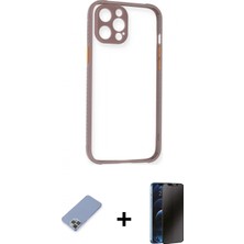 Marsilyan™- iPhone 12 Pro Kılıf Nova Asil Özel Seri - Siyah 3D Antistatik Hayalet Cam Ekran Koruyucu + Koyu Yeşil Metal Kamera Lens Koruma Cam