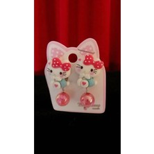 Famemus Accessory Sevimli Hello Kitty Figür Içi Simli Sallantılı Boncuk Klipsli