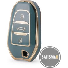 Satışmax Peugeot 208-308-508-2008-3008-5008-Rifter Nano Anahtar Koruma Kılıfı Sustasız Gri Gold Renk