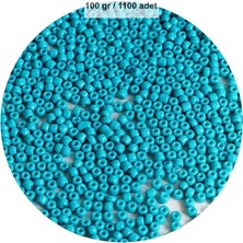 Herşey Trend Herşeytrend Turquaz Mavi Renk 4 mm Yaklaşık 1100 Adet / 100 Gram Cam Boncuk Oya Yazma Bileklik ve Kolye