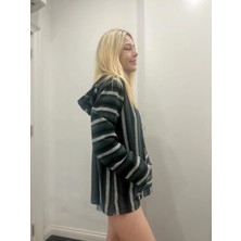 Bohemania Yeşil Etnik Kapişonlu Sweatshirt