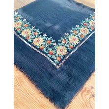Bohemania Siyah Güz Çiçekleri 120 x 120 Büyük Kare Şal 1606099
