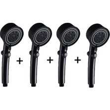 FAWER Faucet & Shower Siyah Turbo 5 Fonksiyonlu Pervaneli Duş Başlığı El Duşu 4 ADET