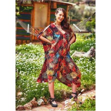 Bohemania Hawai Desenli Sırt Dekolteli Bohem Yazlık Elbise