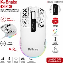 vooka Kablosuz Rgb Gaming Mouse 24000 Dpı Şarj Standlı Type-C Oyuncu Mouse