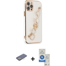 Marsilyan™- iPhone 12 Pro Max Kılıf Nova Işık Prime - Şeffaf Royal Nano Ekran Koruyucu + Sarı Renkli Kamera Lens Koruma Cam