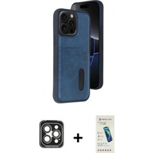 Marsilyan™- iPhone 15 Pro Max Kılıf Yörünge Işık Serisi - Şeffaf Pasifik Cam Ekran Koruyucu + Gri Pvd Metal Kamera Lens