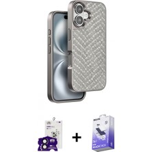 Marsilyan™- iPhone 16 Kılıf Vadi Özel Seri - Siyah Bilvis 5in1 5d Magic Hayalet Cam Ekran Koruyucu + Siyah Bilvis Titan Kamera Lens