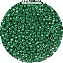 Herşey Trend Herşeytrend Koyu Yeşil Renk 4 mm Yaklaşık 660 Adet / 60 Gram Cam Boncuk Oya Yazma Bileklik ve Kolye