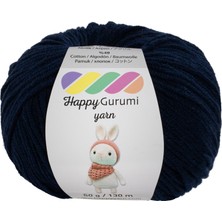 Kürkçü Han Happy Gurumi Soft Cotton Punch & Amigurumi İpi - 50 g (130 m) Yumuşak, Tüylenmez - Lacivert