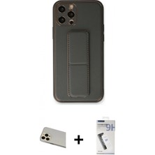 Marsilyan™- iPhone 12 Pro Kılıf Akış Doku - Şeffaf Uv Polymer Nano Ekran Koruyucu + Gold Rainbow Kamera Lens Koruma Cam