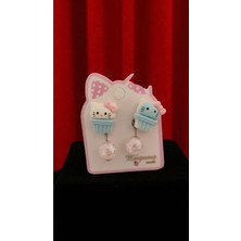 Famemus Accessory Sevimli Hello Kitty Figür Içi Simli Sallantılı Boncuk Klipsli