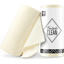 Fantasti Clean FantastiClean Çok Amaçlı Rulo Mikrofiber Temizlik Bezi 30x30 40 Yapraklı Bej