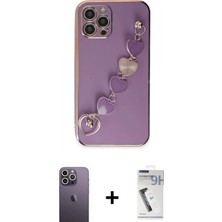 Marsilyan™- iPhone 12 Pro Max Kılıf Nova Işık Prime - Şeffaf Uv Polymer Nano Ekran Koruyucu + Beyaz Neon Fosforlu Kamera Lens