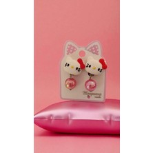 Famemus Accessory Sevimli Hello Kitty Figür Içi Simli Sallantılı Boncuk Klipsli