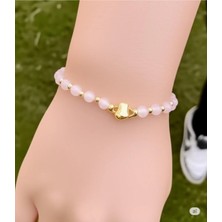 Famemus Accessory Kalpli Pembe Doğal Taş Bileklik