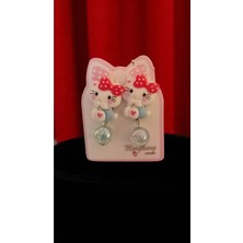 Famemus Accessory Sevimli Hello Kitty Figür Içi Simli Sallantılı Boncuk Klipsli