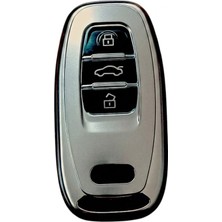 LTG Nova Audi A4-A5-A6-A7-Q5-Q7 Sustasız Uyumlu Silikon Oto Anahtar Kumanda Kabı Kılıf Gri