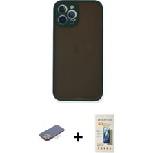 Marsilyan™- iPhone 12 Pro Max Kılıf Ahenk Çizgi Serisi - Siyah 6d Mat Seramik Hayalet Nano Ekran Koruyucu + Sarı Renkli Kamera Lens Koruma Cam