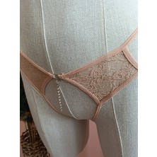Zena Underwear Yolanda Özel Bölgesi Açık Sıra Taş Detaylı Dantelli Kadın Sütyen Takım (Max. 60 Kilo Ile Uyumludur)