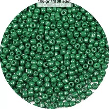 Herşey Trend Herşeytrend Koyu Yeşil Renk 4 mm Yaklaşık 1100 Adet / 100 Gram Cam Boncuk Oya Yazma Bileklik ve Kolye