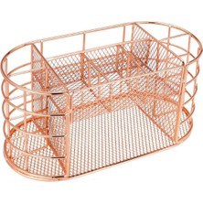 Temel Rose Gold Metal Mesh Masaüstü Organizer Çekmeceli Çok Bölmeli 22X11X11 cm 9507R