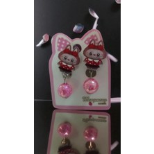 Famemus Accessory Sevimli Labubu Figür Içi Simli Sallantılı Boncuk Klipsli