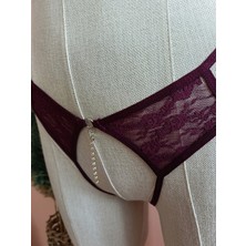 Zena Underwear Yolanda Özel Bölgesi Açık Sıra Taş Detaylı Dantelli Kadın Sütyen Takım (Max. 60 Kilo Ile Uyumludur)