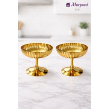 2'li Gold Çelik Ayaklı Tatlı & Dondurma Sunumluk Kase Royal Premium