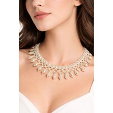 Uretti - Hülya 6683 0899 El Yapımı Inci Detaylı Kristal Boncuklu Örgü Kadın Kolye 40 cm Minimal Şık Takı