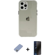 Marsilyan™- iPhone 12 Pro Kılıf Nova Asil Özel Seri - Siyah 3D Antistatik Hayalet Cam Ekran Koruyucu + Koyu Yeşil Metal Kamera Lens Koruma Cam