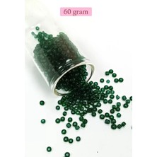 Herşey Trend Herşeytrend Dökme Cam Kum Boncuk (8/0) 3 mm - 60 Gram - Şeffaf Koyu Yeşil - BNC196