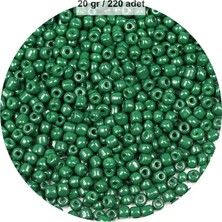 Herşey Trend Herşeytrend Koyu Yeşil Renk 4 mm Yaklaşık 220 Adet/20 Gram Cam Boncuk Oya Yazma Bileklik ve Kolye