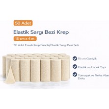 LTG Nova Elastik Sargı Bezi Krep 15 cm x 4 M 50 Adet Esnek Krep Bandaj Elastik Sargı Bezi Seti