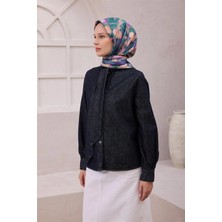Belli Çiçek Desen Ipek Eşarp 4217D (Twıll) Mor - 82